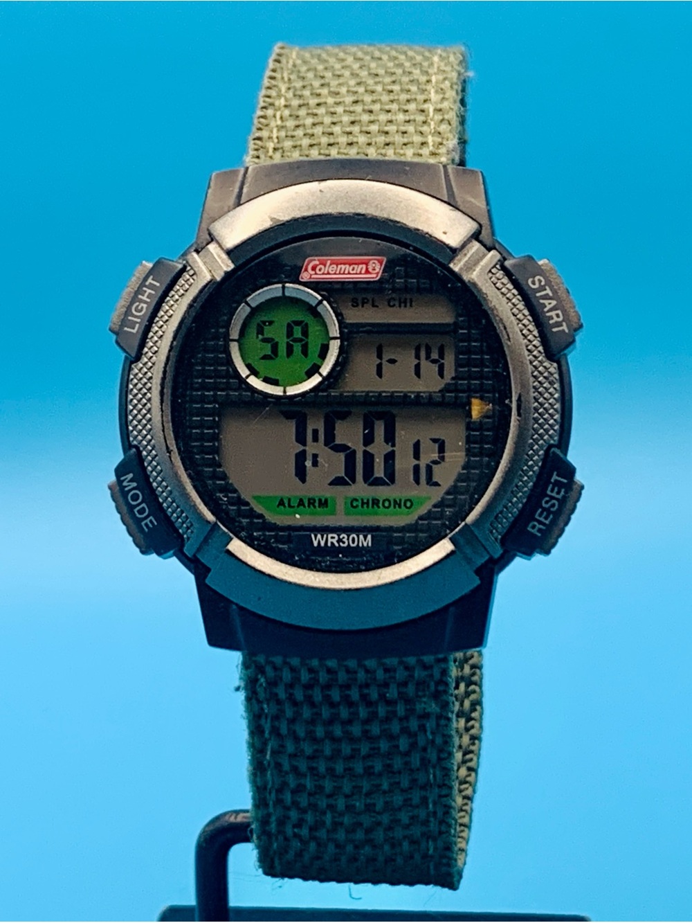 COLEMAN 40-069 Men’s Vintage Digital Wristwatch Chrono Alarm Working New Battery